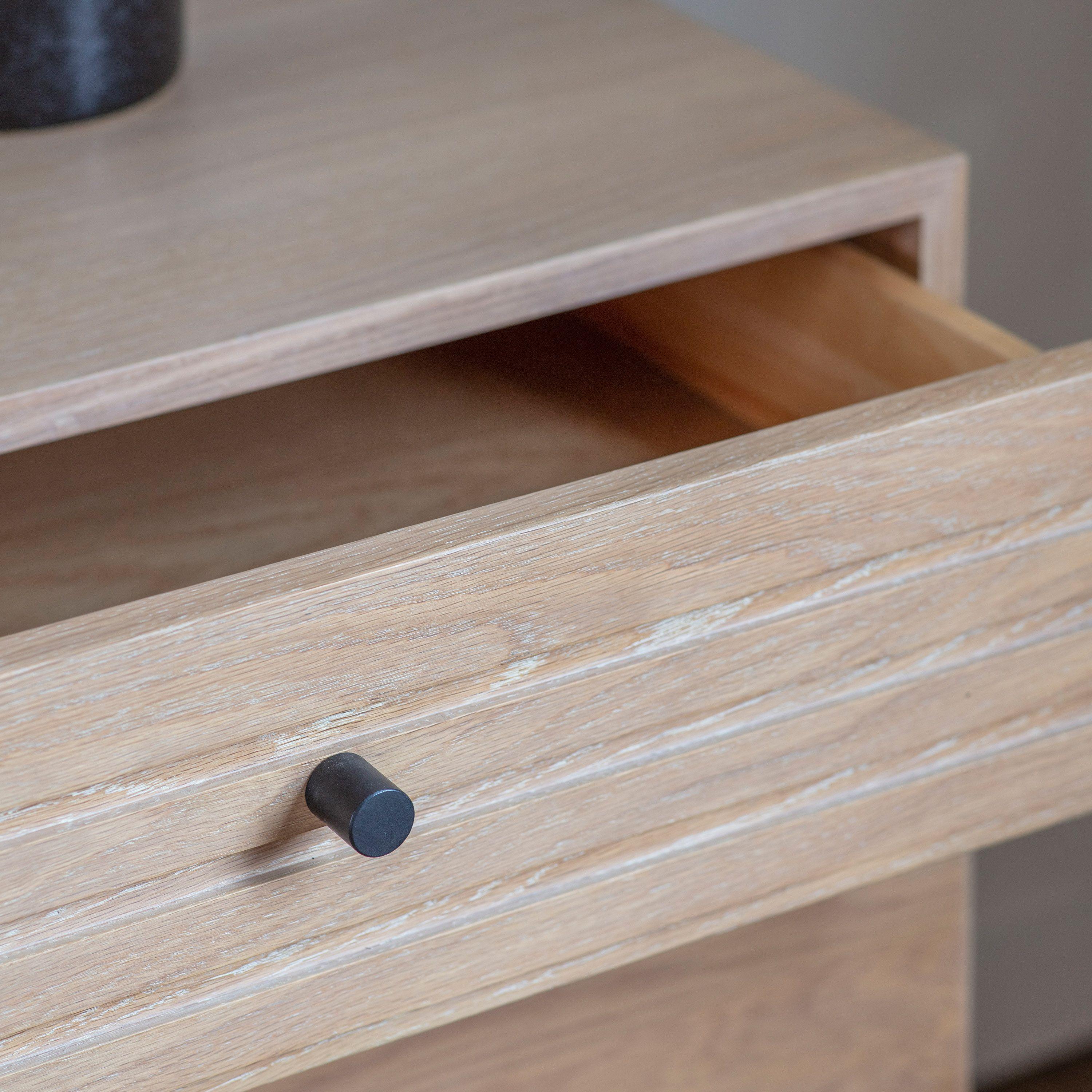 Stella Oak Wood 2 Drawer 2 Door Sideboard with Black Metal Legs - Maison Rêves UK