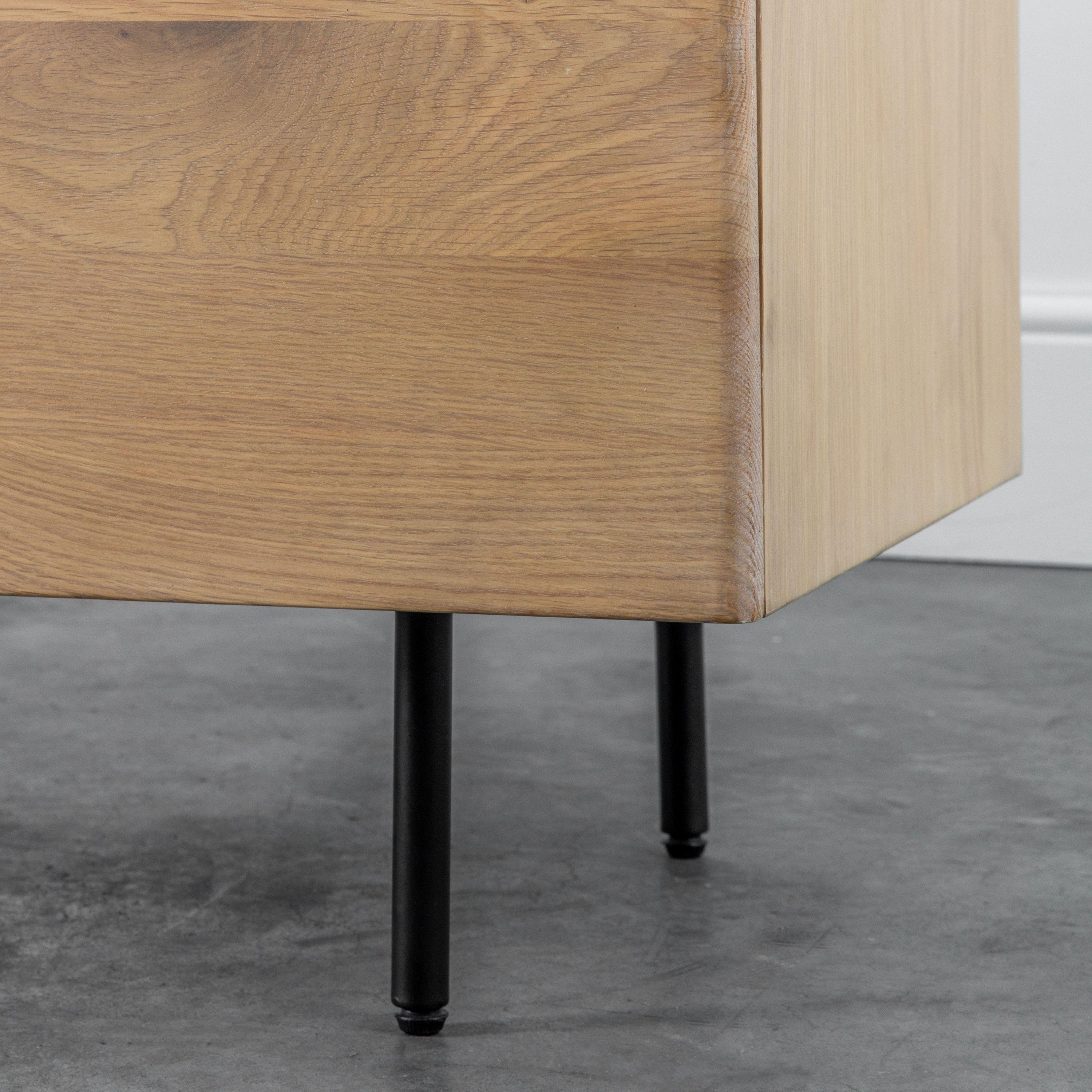 Stella Oak Wood 2 Drawer 2 Door Sideboard with Black Metal Legs - Maison Rêves UK