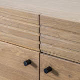 Stella Oak Wood 2 Drawer 2 Door Sideboard with Black Metal Legs - Maison Rêves UK