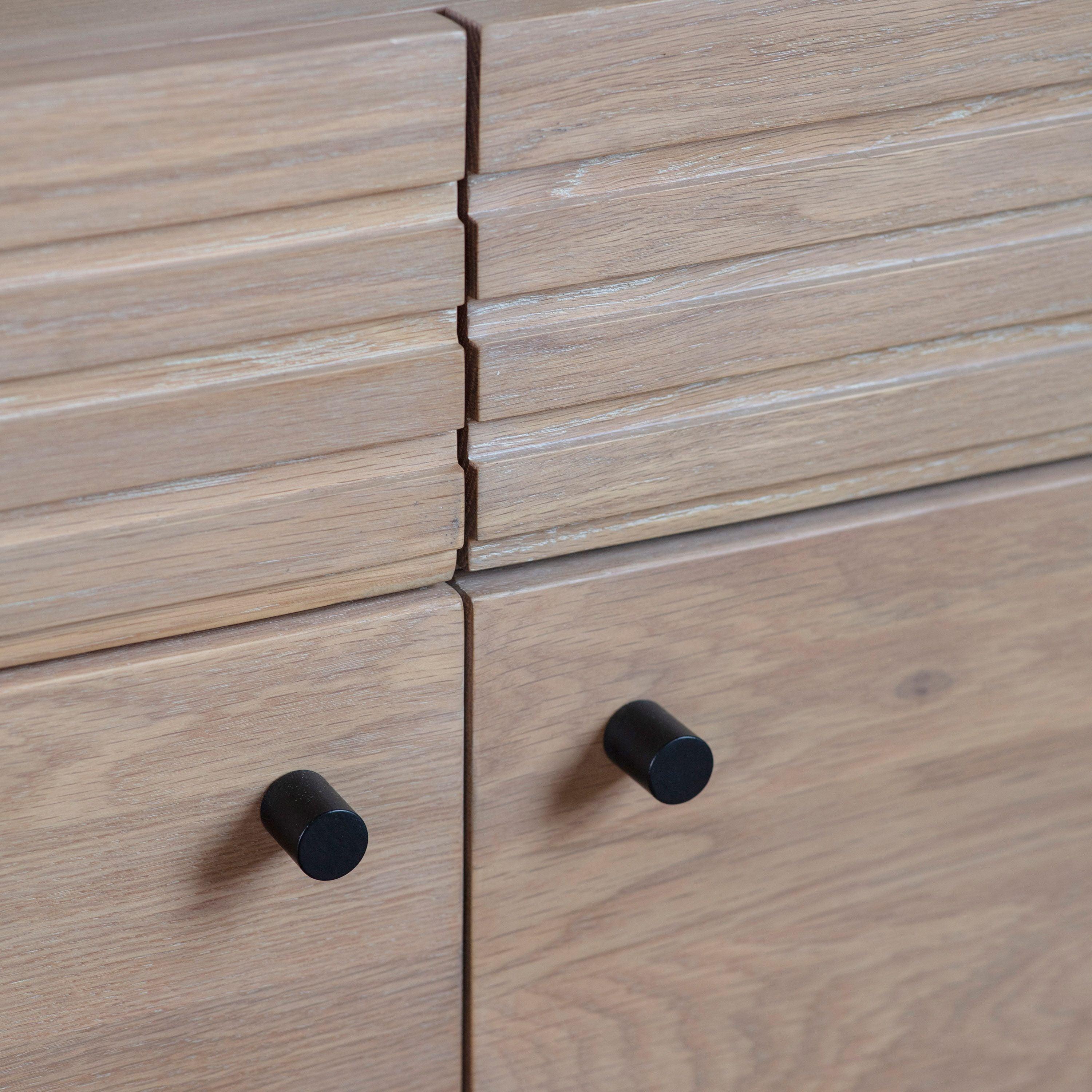 Stella Oak Wood 2 Drawer 2 Door Sideboard with Black Metal Legs - Maison Rêves UK