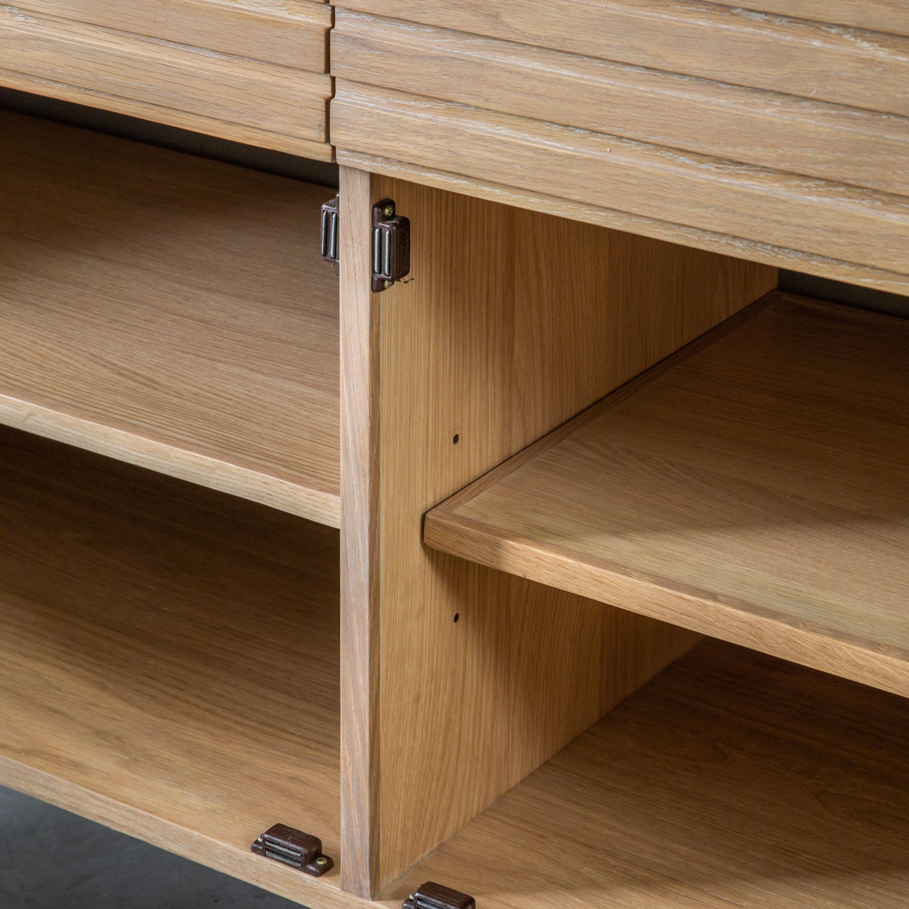 Stella Oak Wood 2 Drawer 2 Door Sideboard with Black Metal Legs - Maison Rêves UK