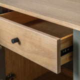 Stella Oak Wood 2 Drawer 2 Door Sideboard with Black Metal Legs - Maison Rêves UK