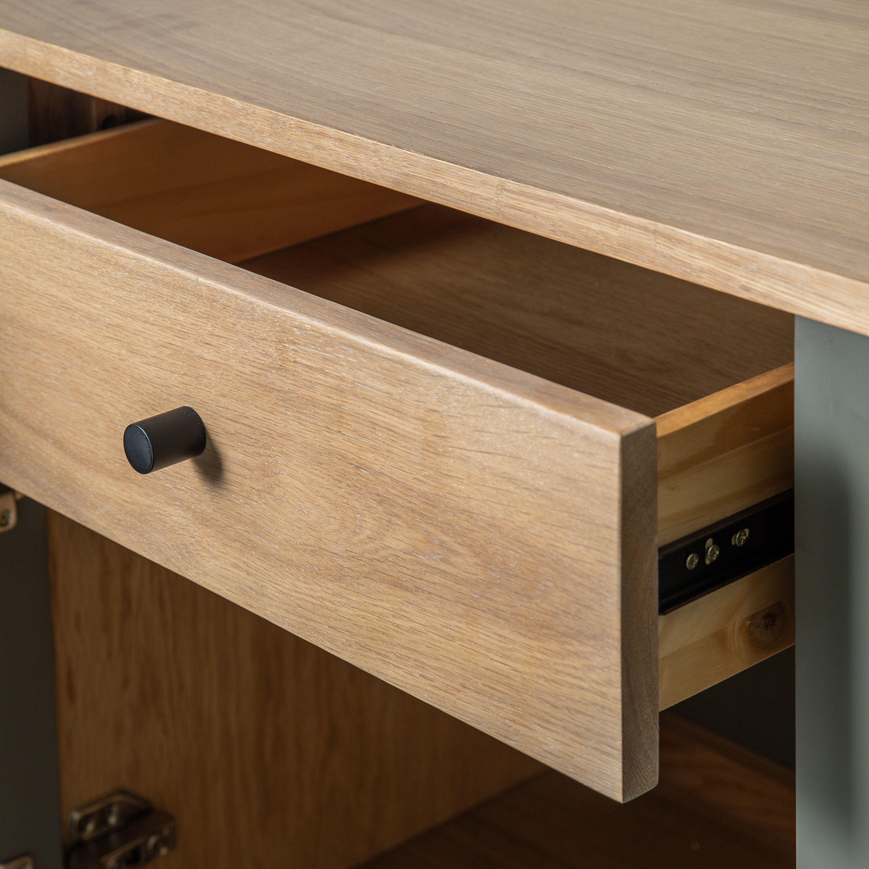 Stella Oak Wood 2 Drawer 2 Door Sideboard with Black Metal Legs - Maison Rêves UK
