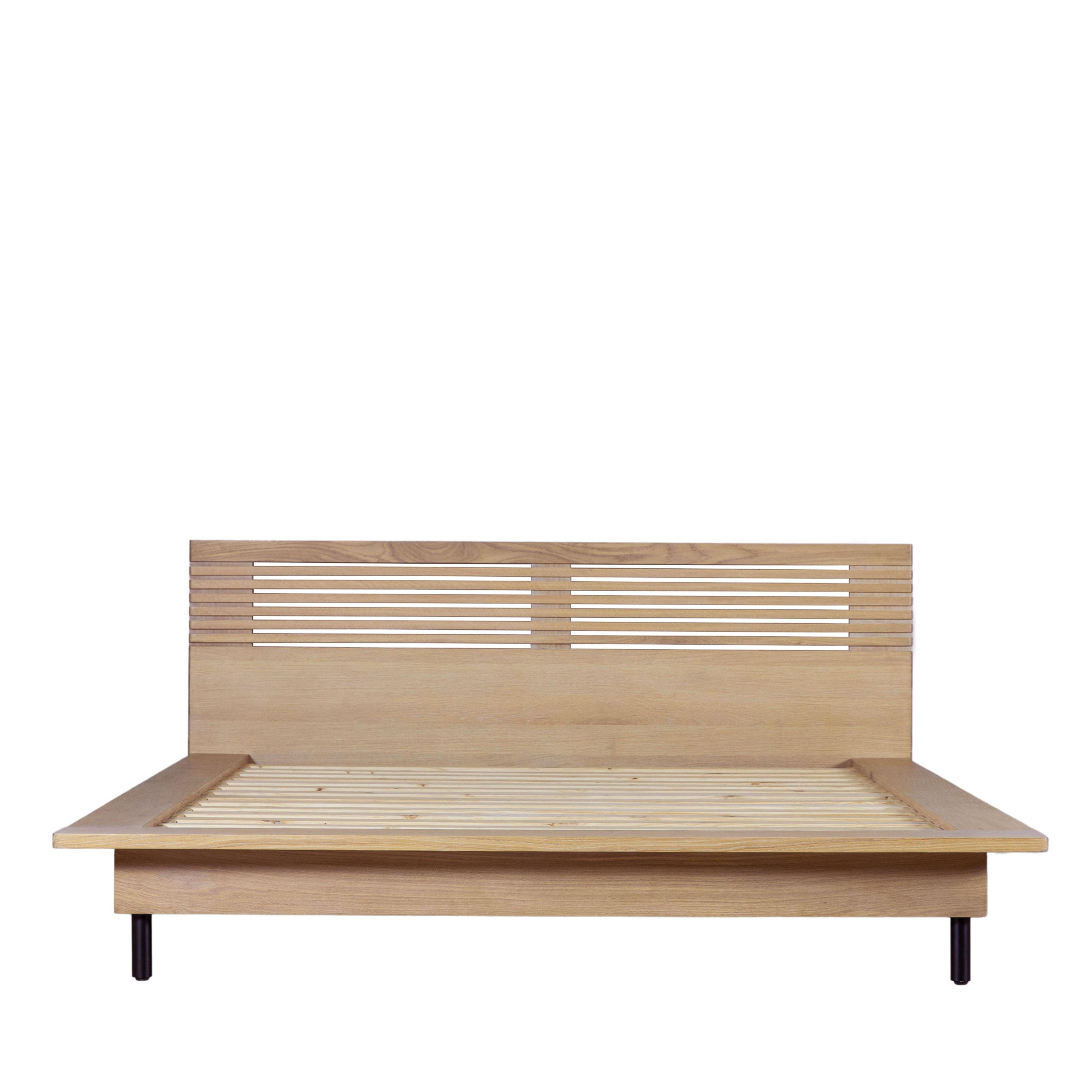 Stella Oak Wood 5' Bed King Size with Black Metal Legs - Maison Rêves UK