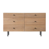 Stella Oak Wood 6 Drawer Chest with Black Metal Legs - Maison Rêves UK