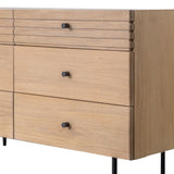 Stella Oak Wood 6 Drawer Chest with Black Metal Legs - Maison Rêves UK