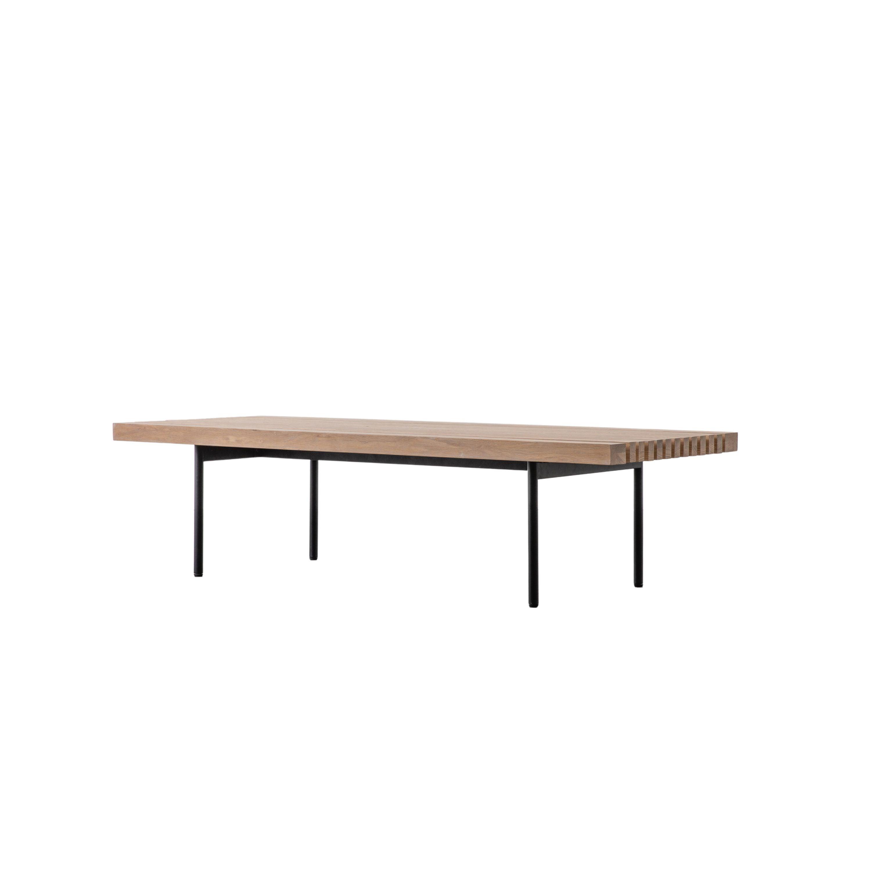 Stella Oak Wood Coffee Table with Black Metal Legs - Maison Rêves UK