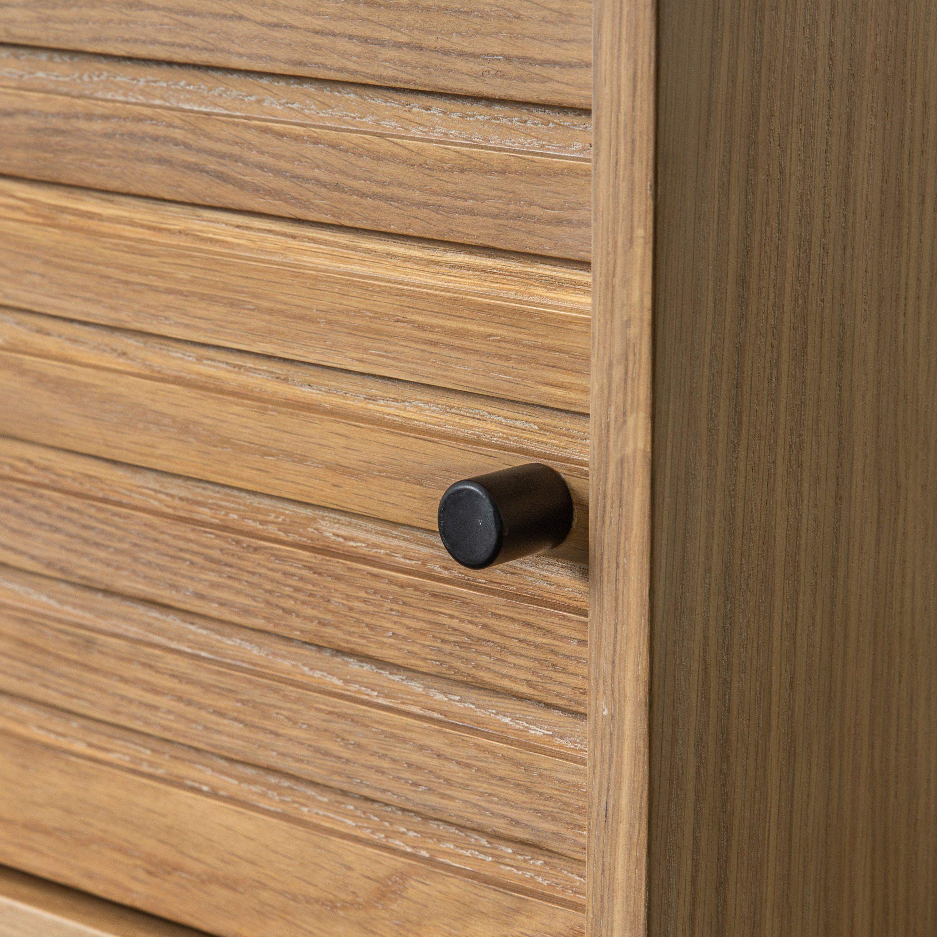 Stella Oak Wood Media Unit with Black Metal Legs - Maison Rêves UK
