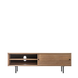 Stella Oak Wood Media Unit with Black Metal Legs - Maison Rêves UK