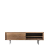 Stella Oak Wood Media Unit with Black Metal Legs - Maison Rêves UK