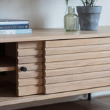 Stella Oak Wood Media Unit with Black Metal Legs - Maison Rêves UK