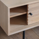 Stella Oak Wood Media Unit with Black Metal Legs - Maison Rêves UK