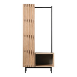 Stella Oak Wood Open Wardrobe with Black Metal Legs - Maison Rêves UK