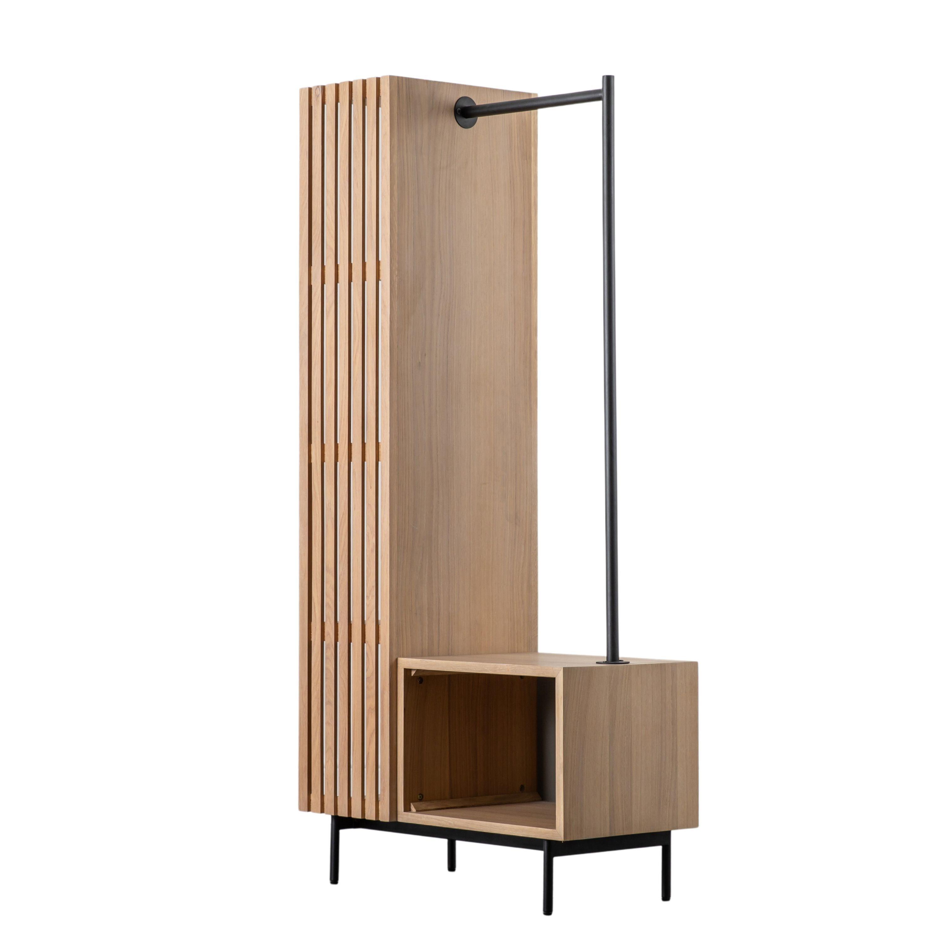 Stella Oak Wood Open Wardrobe with Black Metal Legs - Maison Rêves UK