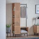 Stella Oak Wood Open Wardrobe with Black Metal Legs - Maison Rêves UK