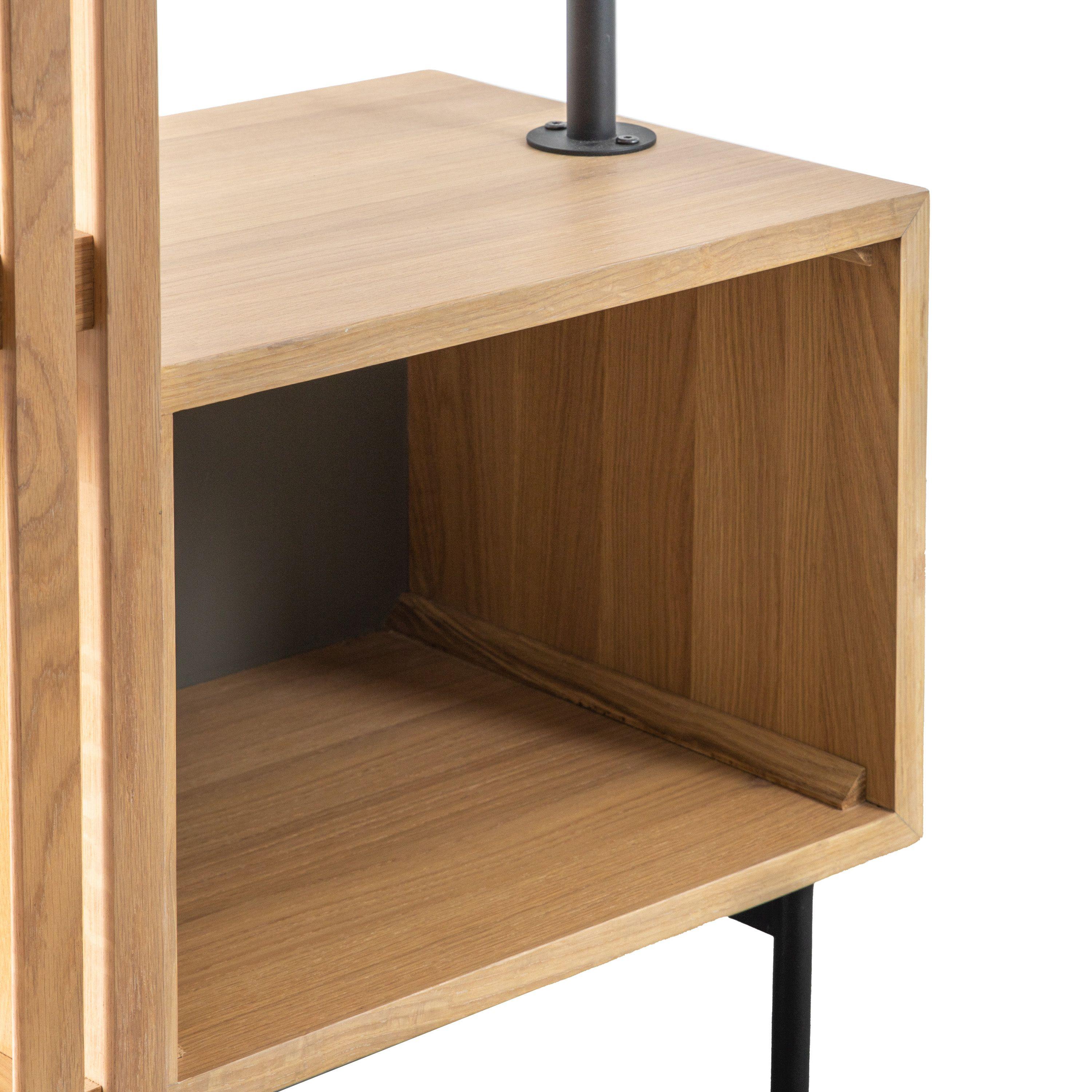Stella Oak Wood Open Wardrobe with Black Metal Legs - Maison Rêves UK