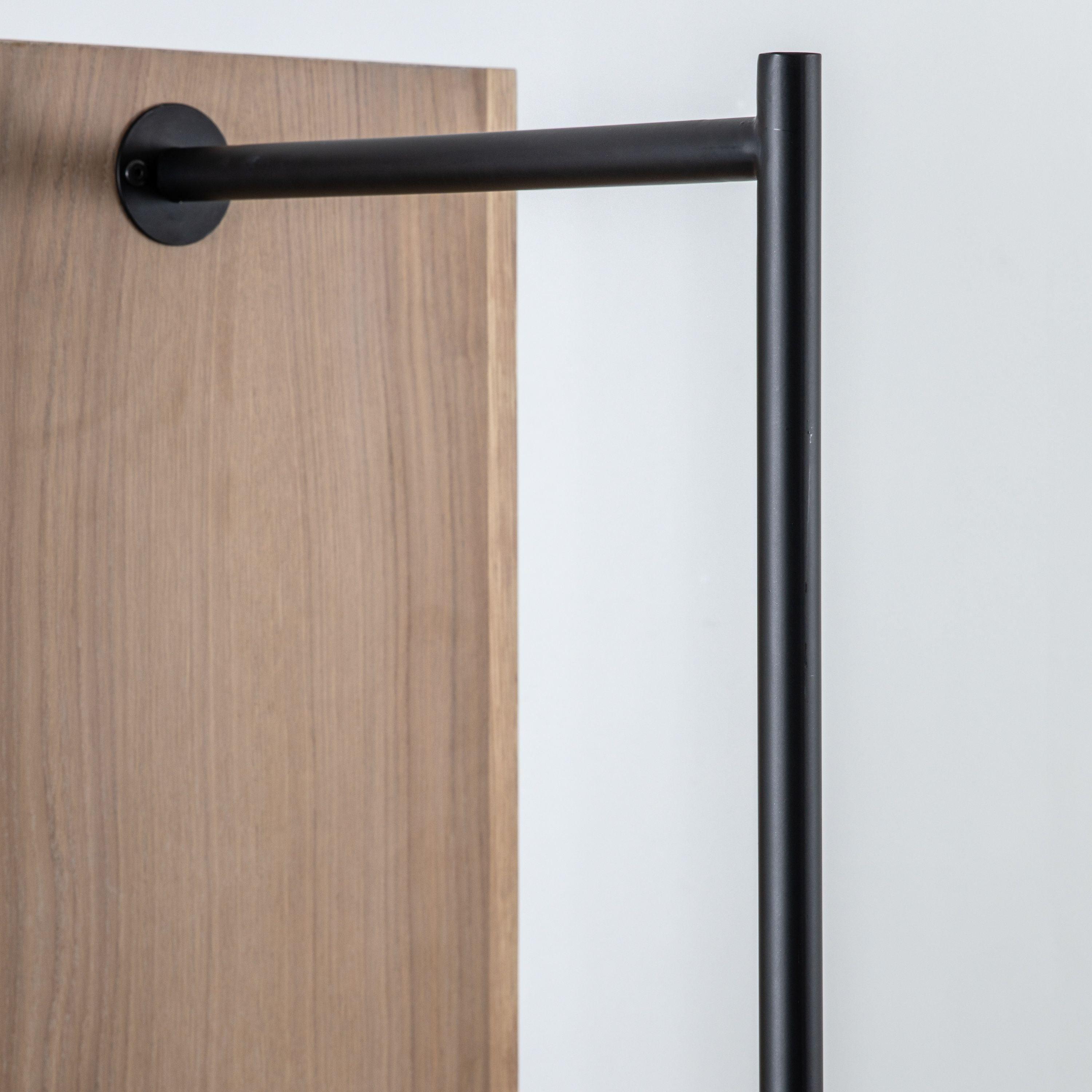 Stella Oak Wood Open Wardrobe with Black Metal Legs - Maison Rêves UK