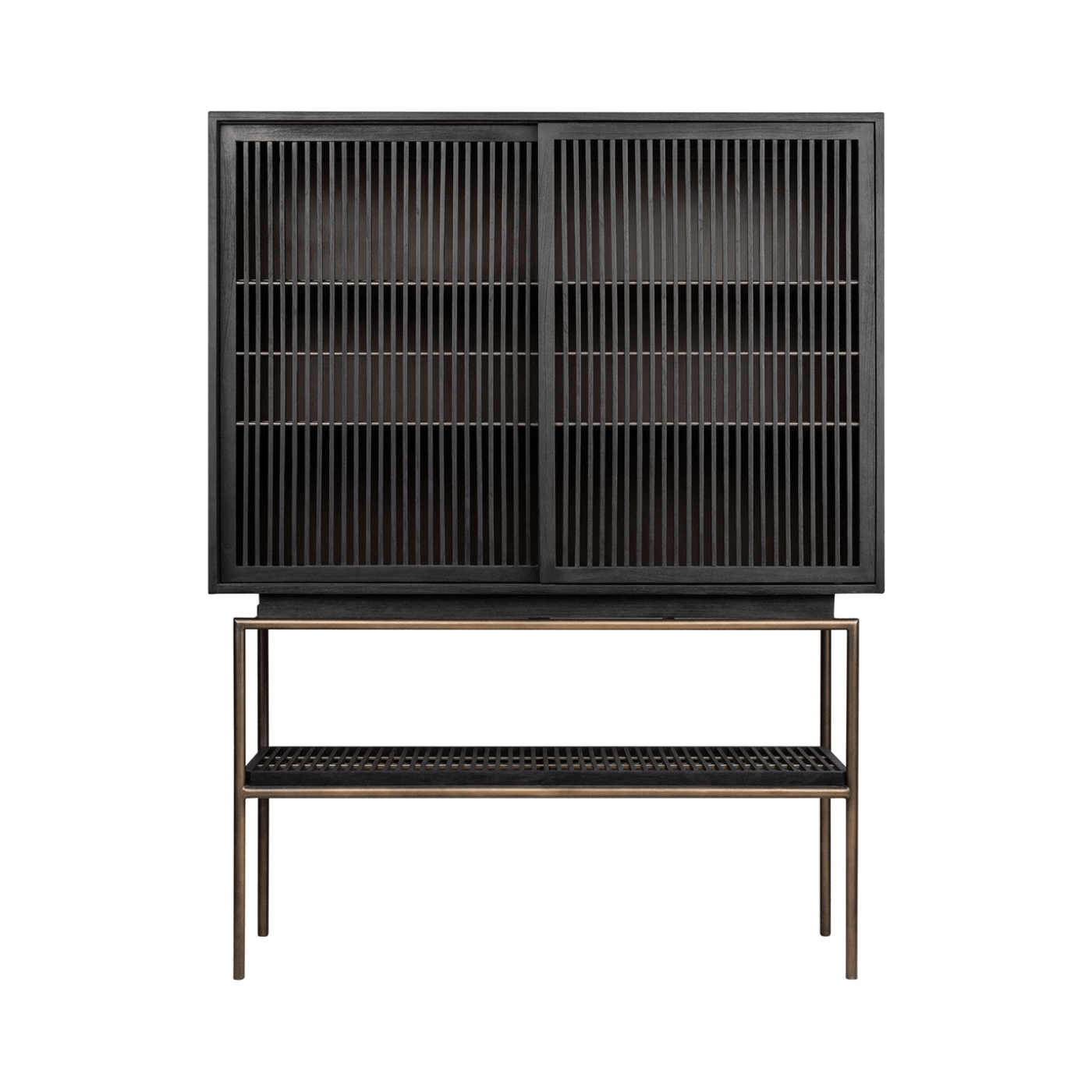 Tellem Black Wood Cabinet with Steel Frame - Maison Rêves UK