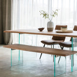 Tranquillo Acacia Wood Dining Table Large with Tempered Glass Legs - Maison Rêves UK