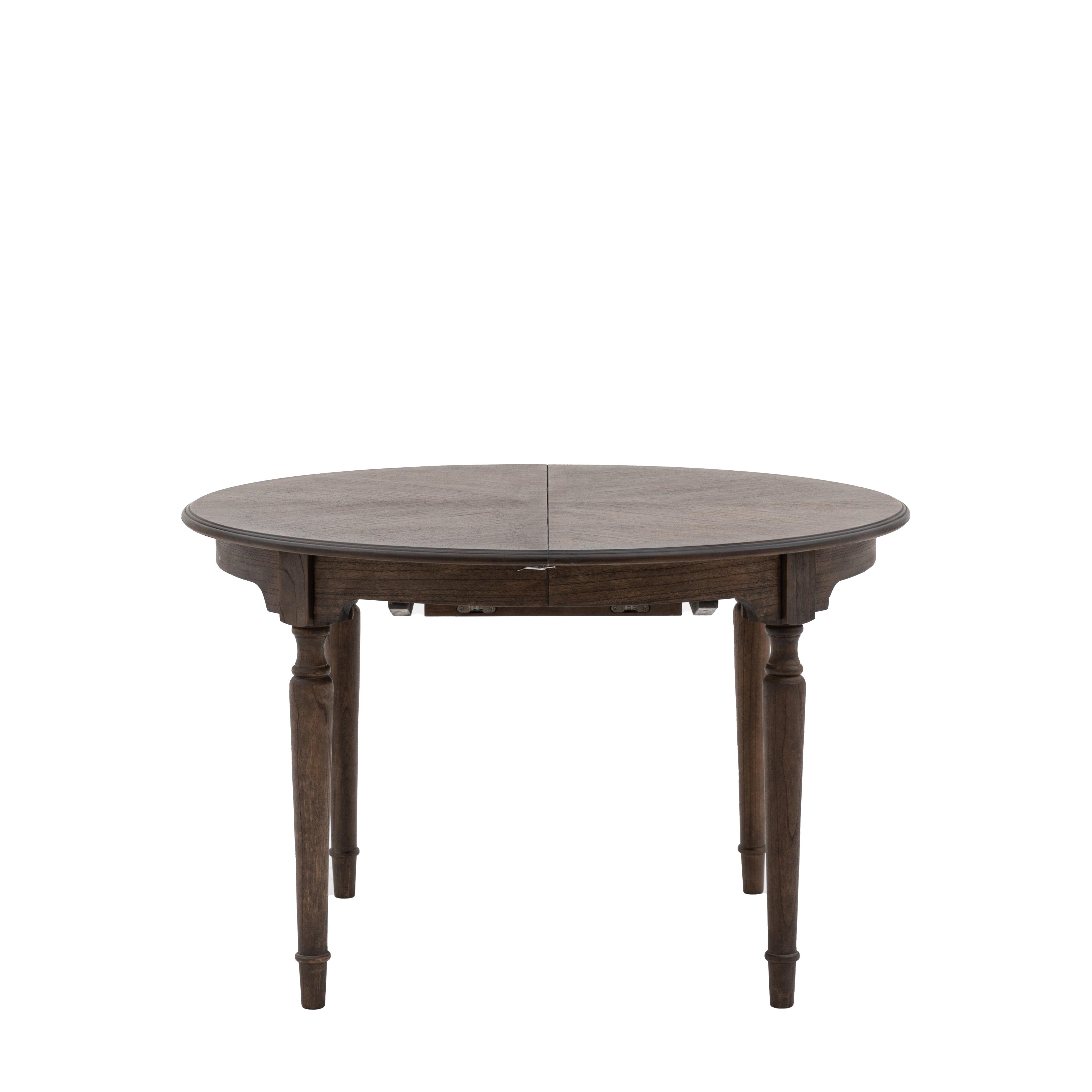 Verdanta Extendable Round Dark Mindi Wood Dining Table - Maison Rêves UK