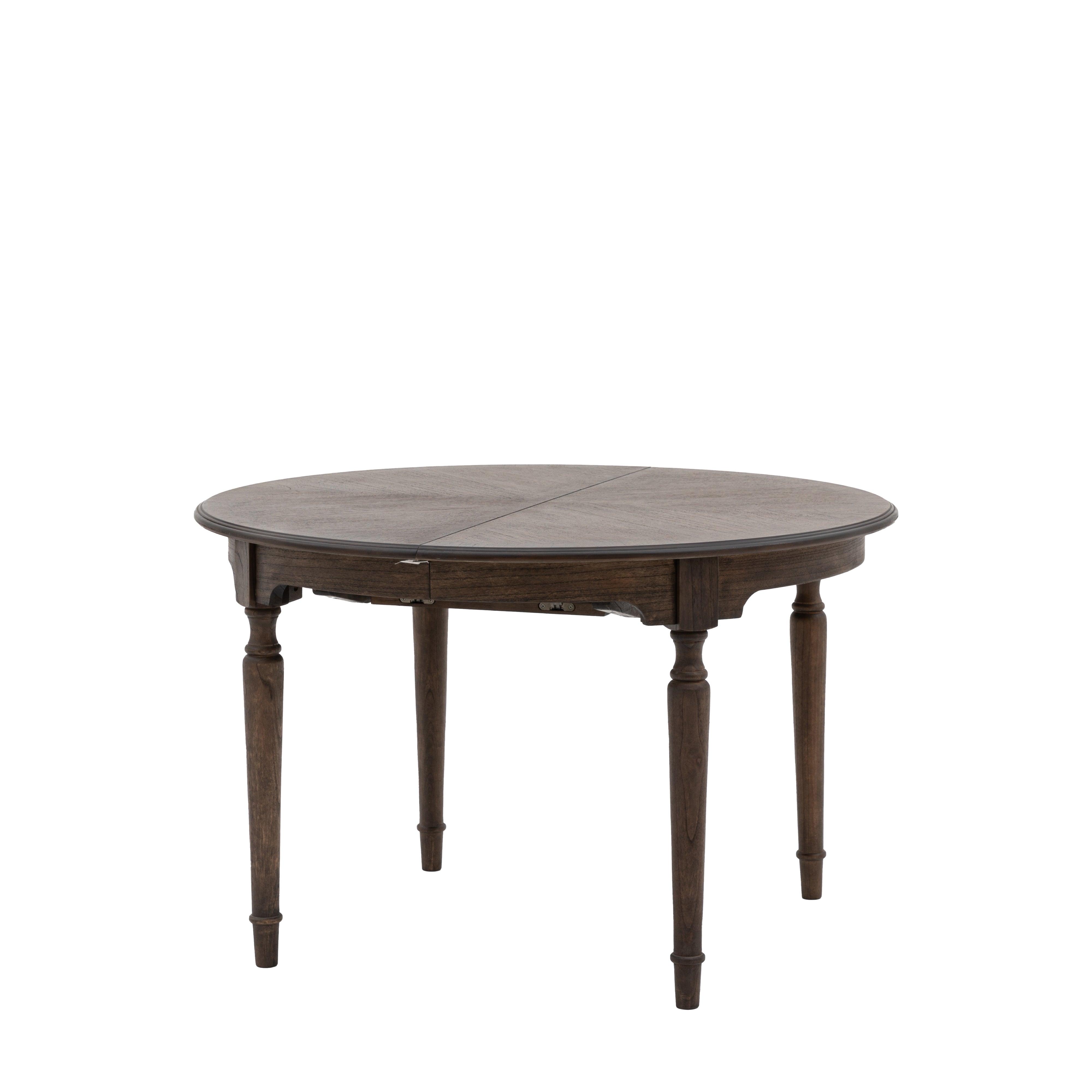 Verdanta Extendable Round Dark Mindi Wood Dining Table - Maison Rêves UK