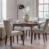Verdanta Extendable Round Dark Mindi Wood Dining Table - Maison Rêves UK