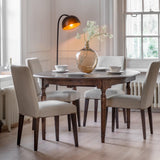 Verdanta Extendable Round Dark Mindi Wood Dining Table - Maison Rêves UK