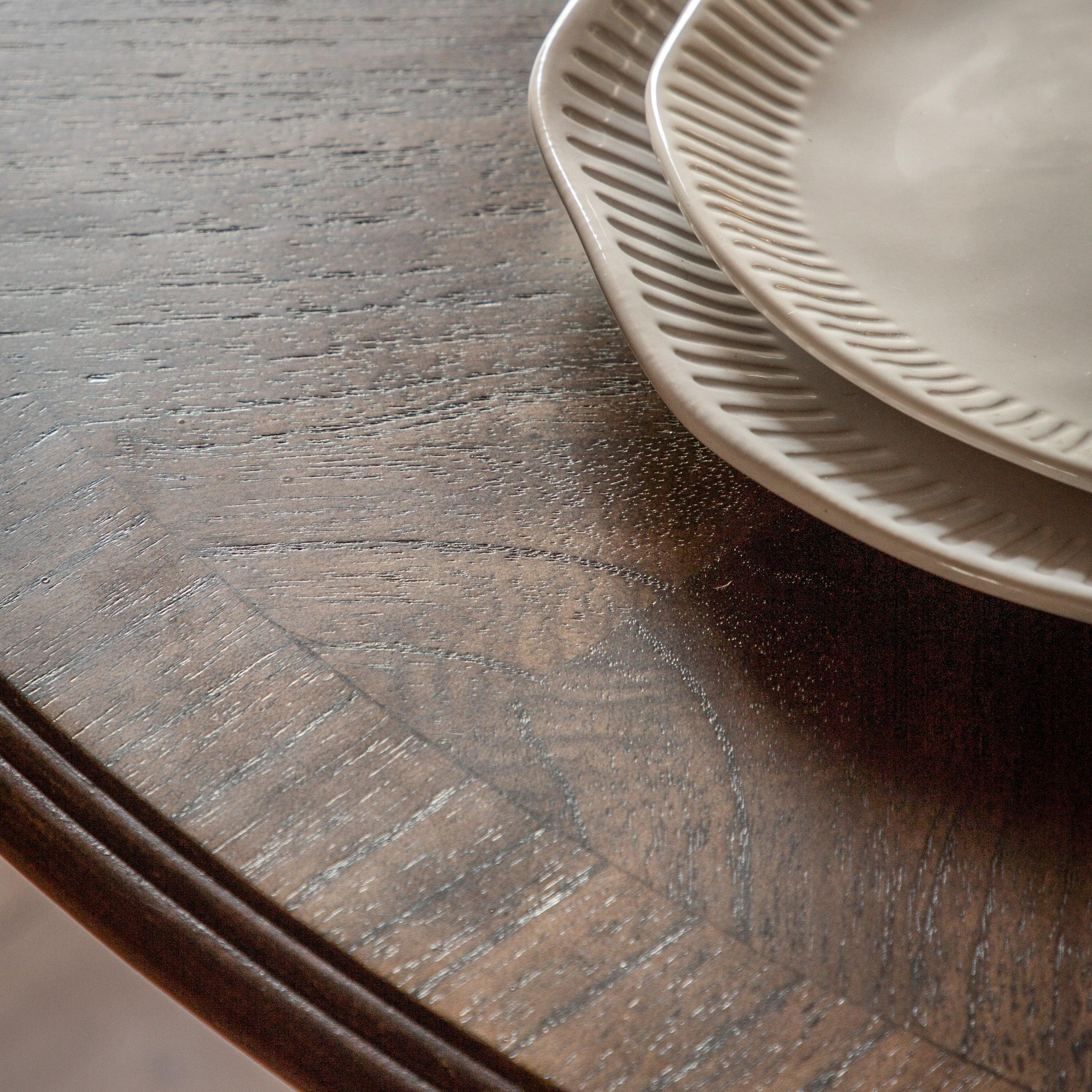 Verdanta Extendable Round Dark Mindi Wood Dining Table - Maison Rêves UK