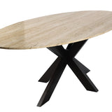 Avalon Oval Dining Table with Travertine Top & Bronze Base by Richmond Interiors