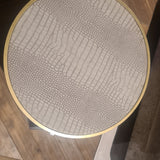 Classio Circular Leather End Table with Gold Accents by Richmond Interiors