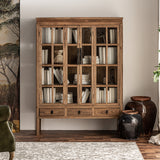 Tartu Elm Wood Cabinet Glass Doors