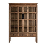 Tartu Elm Wood Cabinet Glass Doors