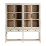 Pivka Off White Elm Wood Cabinet Glass Doors