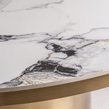 Astach Gold Steel Dining Table Marble Top