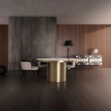 Astach Gold Steel Dining Table Marble Top