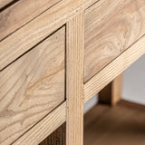 Mawgan Natural Elm Wood Cabinet Glass Doors