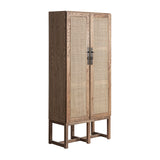 Gifhorn Elm Wood Cabinet Rattan Doors