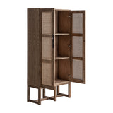 Gifhorn Elm Wood Cabinet Rattan Doors