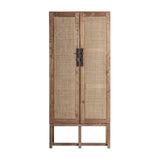 Gifhorn Elm Wood Cabinet Rattan Doors