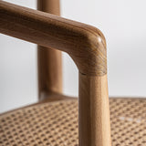 Tostily Teak Wood Chair Rattan Seat