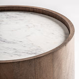 Arneke Mango Wood Side Table Marble Top