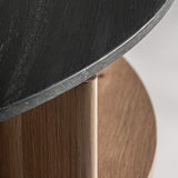 Nara Natural Oak Wood Side Table Travertine Top