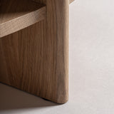 Nara Natural Oak Wood Side Table Travertine Top