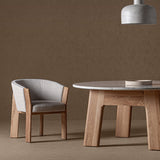 Nara Natural Oak Wood Dining Table Marble Top