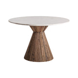 Toigne Tropical Wood Dining Table Marble Top