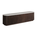 Cenves Mango Wood Low Sideboard White Marble Top