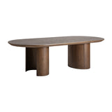 Treignac Brown Oak Wood Oval Dining Table