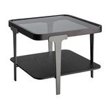 Breil Black Oak Wood Side Table Glass Top