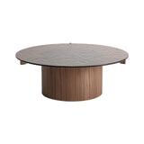 Giswil Brown Plywood Coffee Table Glass Top