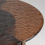 Giswil Brown Plywood Coffee Table Glass Top